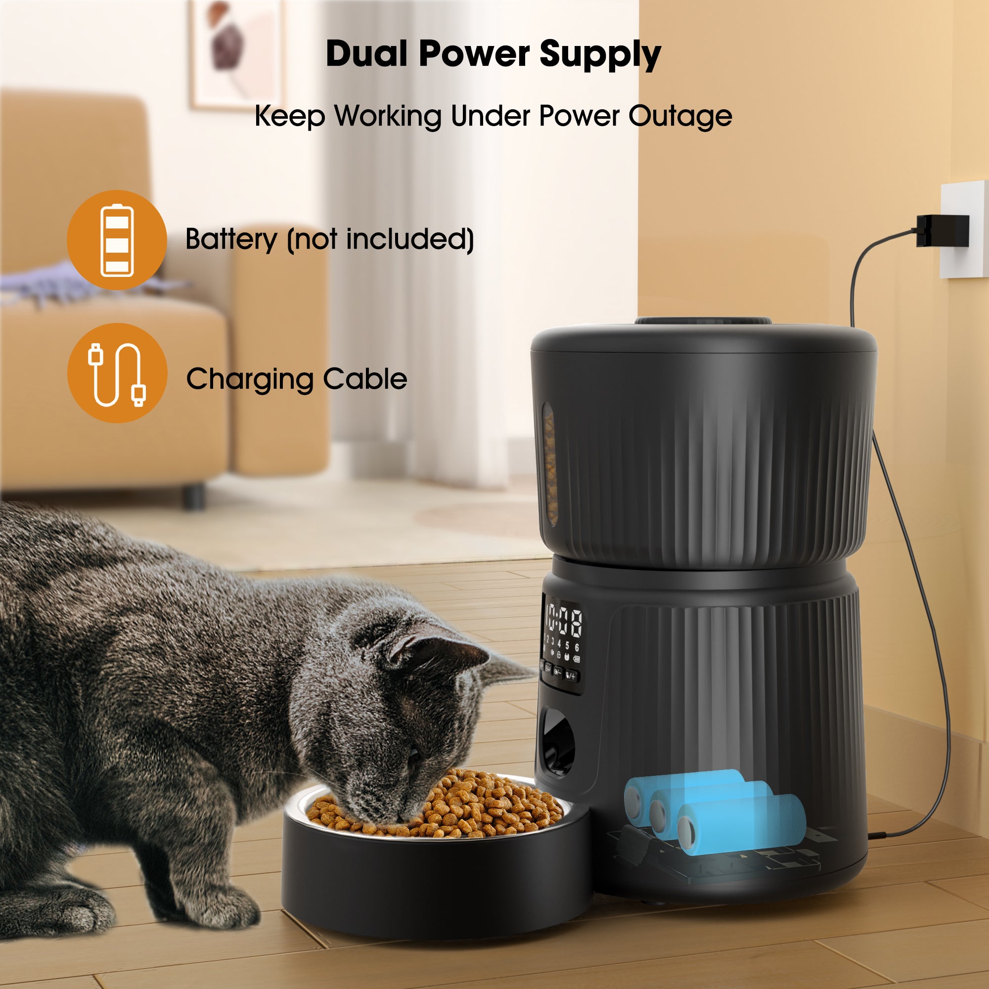 3L Eco-friendly intelligent Classic cat and Dog timer dispenser, Wifi application remote control, stainless steel automatic intelligent pet feeder