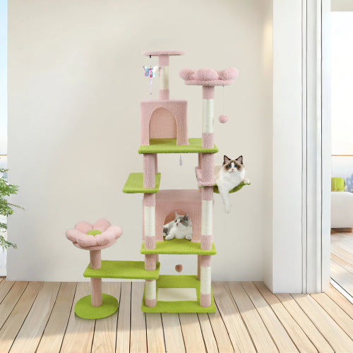 Cat Tower toys, large solid wood cat tree climbing frame, scratch board, jumping platform capsule, made of durable sisal