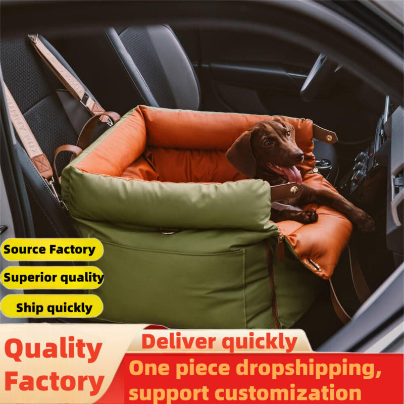The 2025 new portable dog car seat nest is detachable and washable, with a four-season leather bag that is waterproof and anti-bite, and features a solid pattern