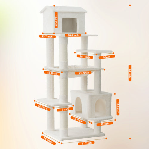 Wholesale manufacturer customizes luxurious, high-quality modern large light grey plush cat tree tower scratchers for creative cat tree houses