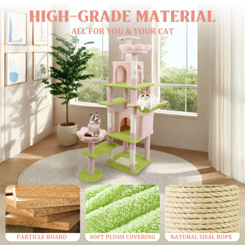 Cat Tower toys, large solid wood cat tree climbing frame, scratch board, jumping platform capsule, made of durable sisal