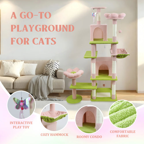 Cat Tower toys, large solid wood cat tree climbing frame, scratch board, jumping platform capsule, made of durable sisal