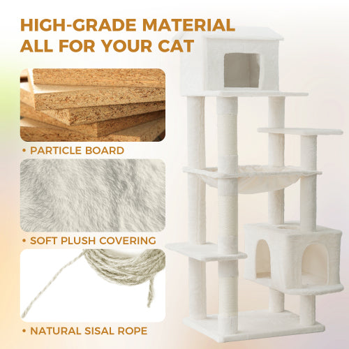 Wholesale manufacturer customizes luxurious, high-quality modern large light grey plush cat tree tower scratchers for creative cat tree houses